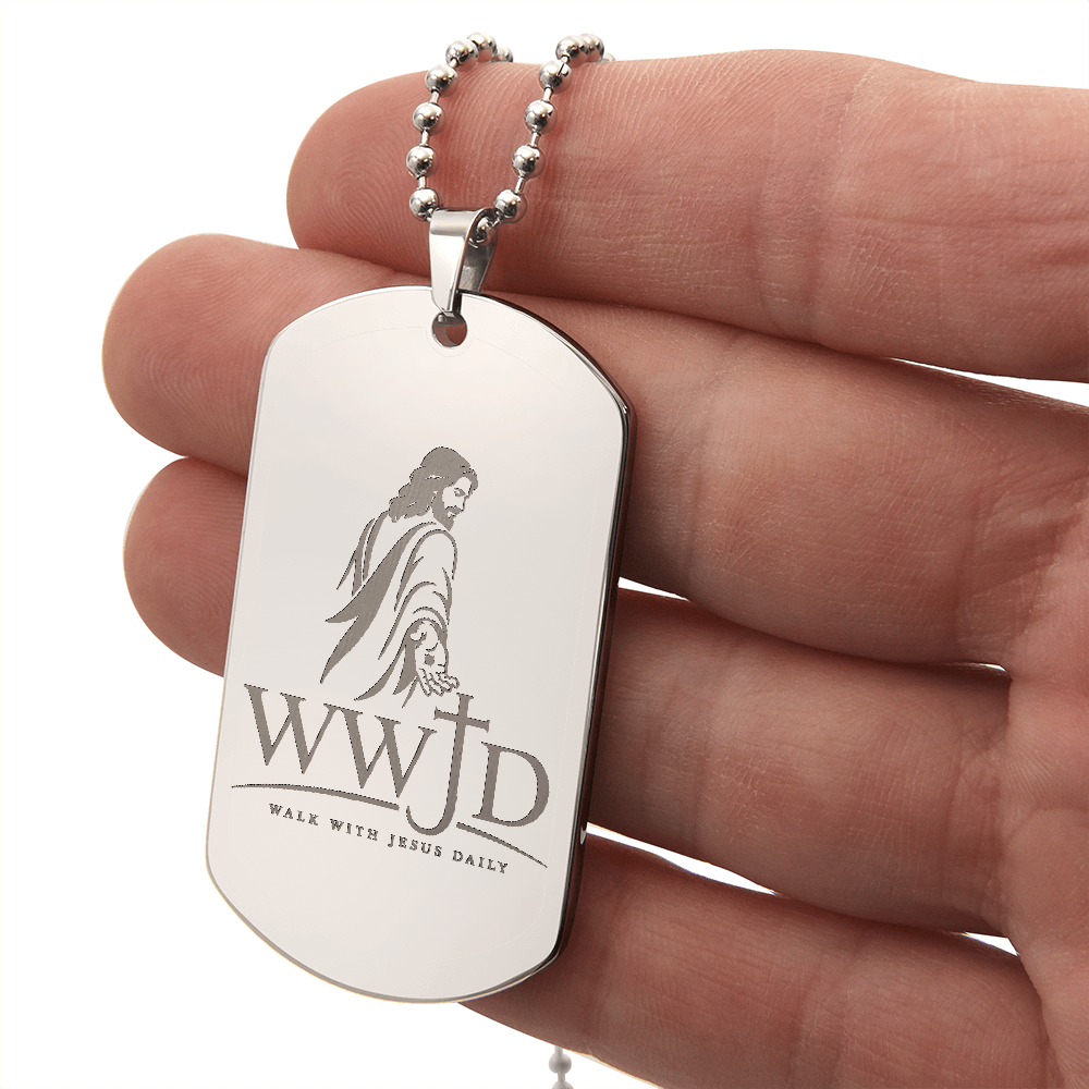 WWJD Walk With Jesus Daily Dog Tag