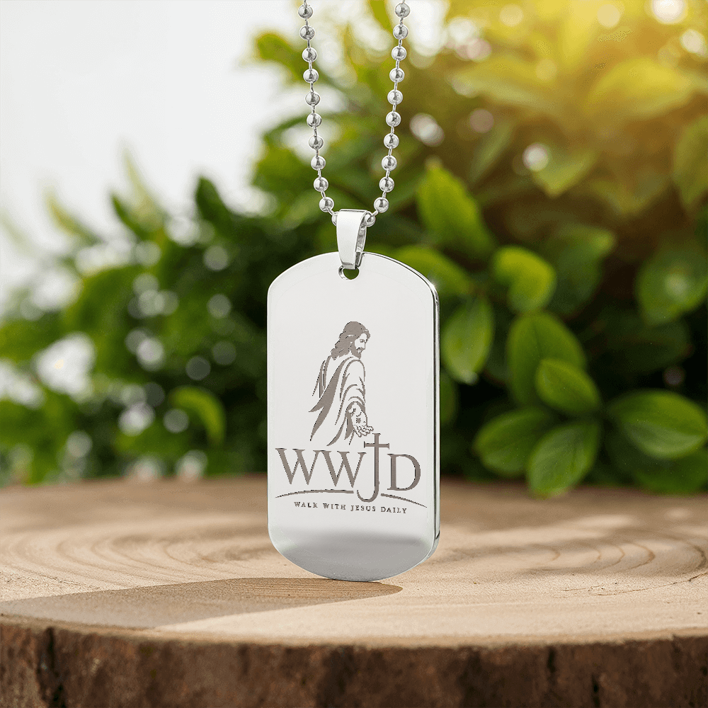 WWJD Walk With Jesus Daily Dog Tag