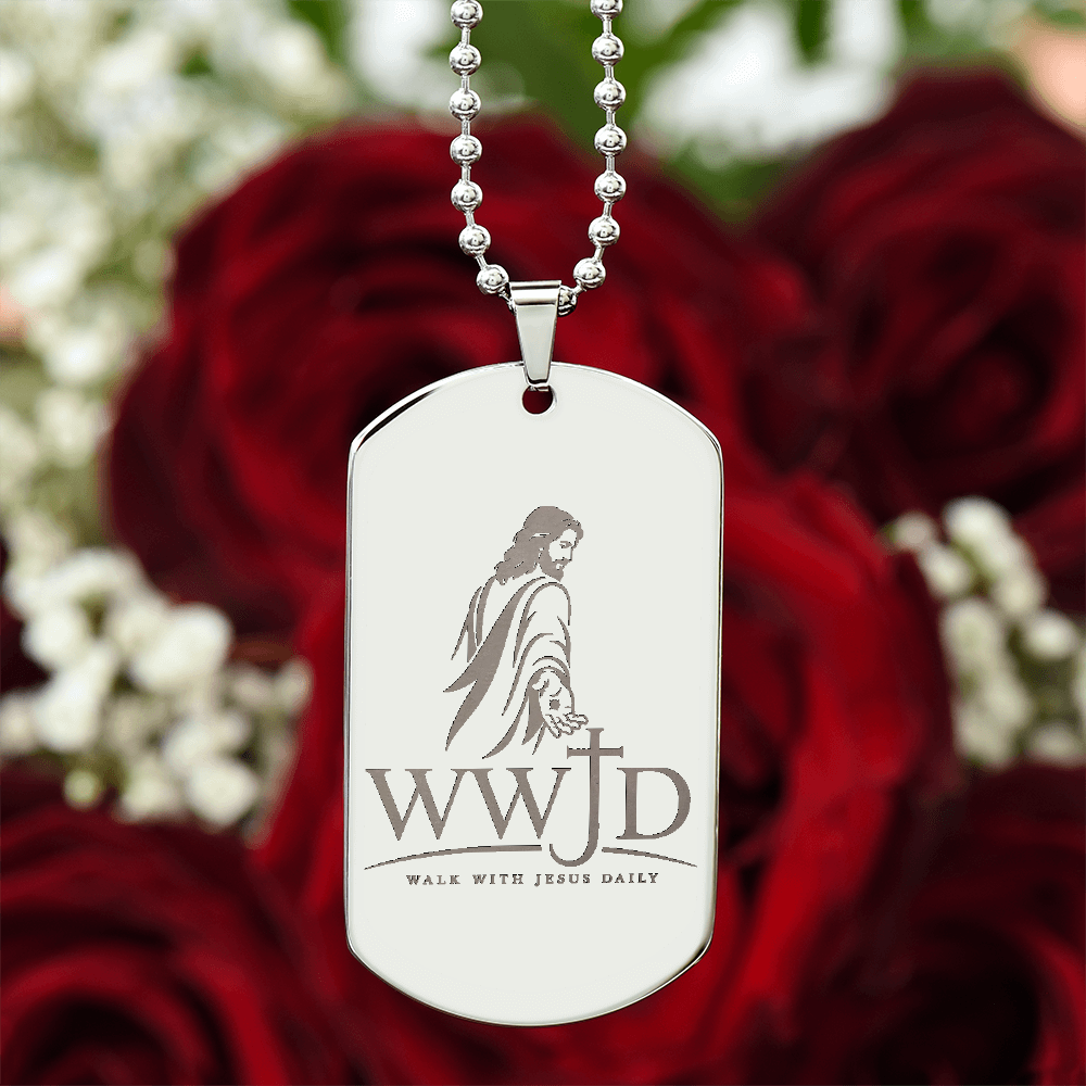 WWJD Walk With Jesus Daily Dog Tag