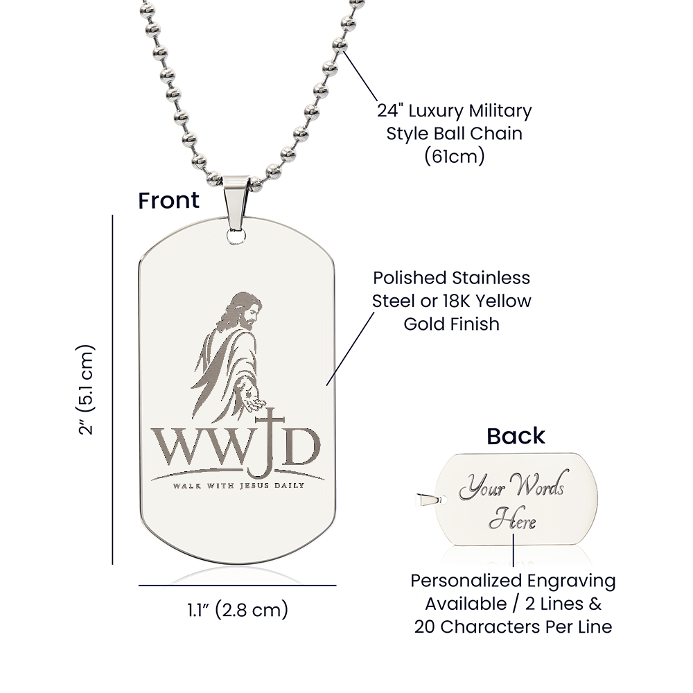 WWJD Walk With Jesus Daily Dog Tag