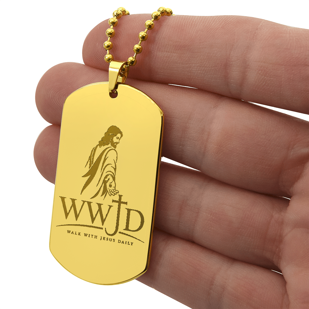 WWJD Walk With Jesus Daily Dog Tag