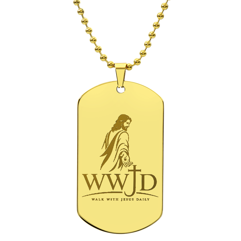 WWJD Walk With Jesus Daily Dog Tag