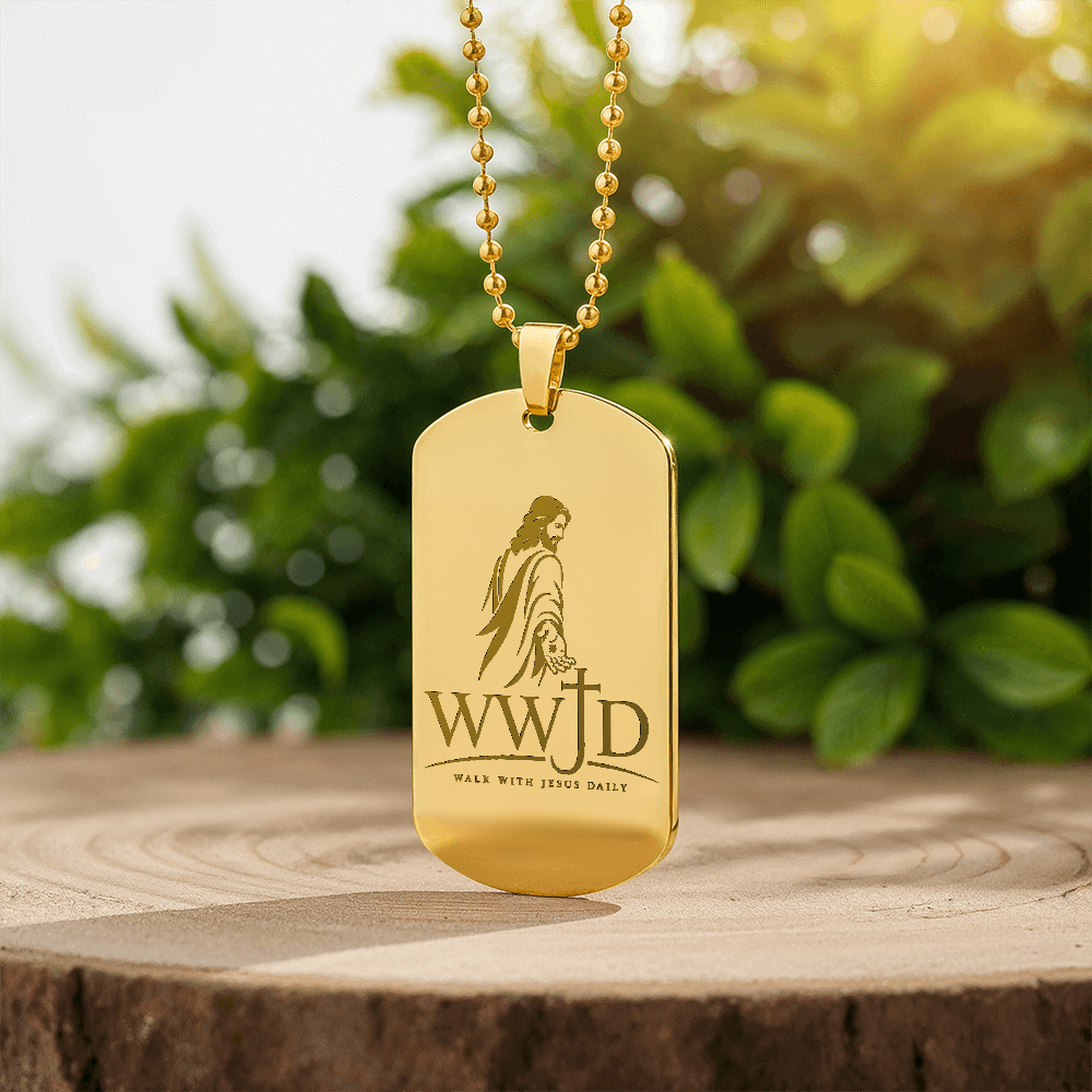 WWJD Walk With Jesus Daily Dog Tag
