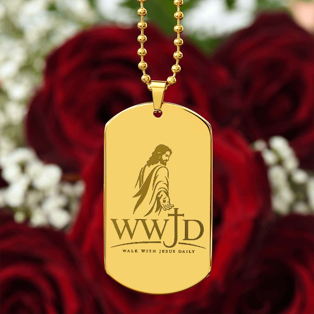 WWJD Walk With Jesus Daily Dog Tag